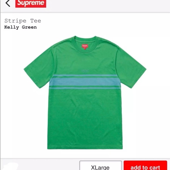 Supreme Other - Supreme XL Striped Kelly Green Tee